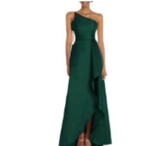 ALFRED SUNG Green One-Shoulder Gown for Prom